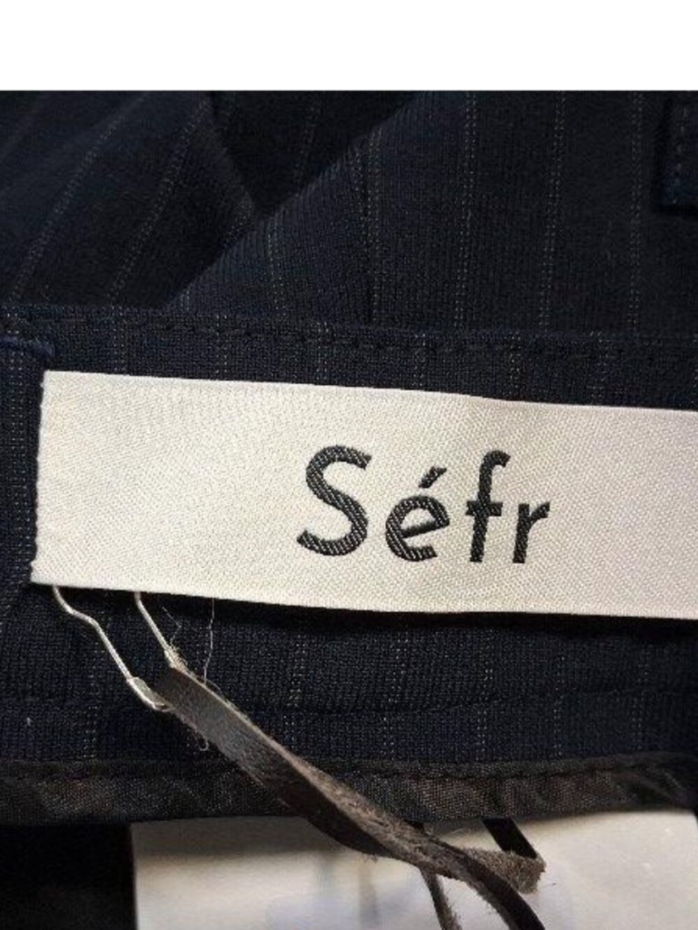 Séfr Flavio Pinstripe Trousers 32/32 M Navy Virgin Wool Blend NWT Dress Pants - Picture 8 of 16
